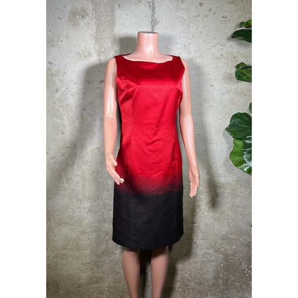 St John Black Label Red and Black Dress Sz.8 - Picture 1 of 4